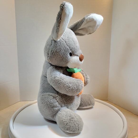 Gray Bunny Rabbit Plush Stuffed Animal 18" Holding Carrot Animal Adventure - Picture 7 of 16